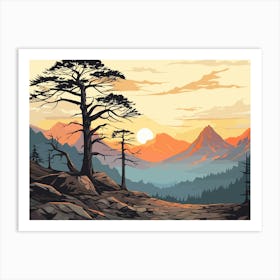 Sunset In The Mountains Art Print