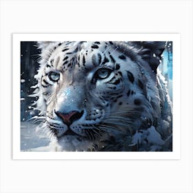 Snow Panther Abstract Beauty Winter Color Painting Art Print