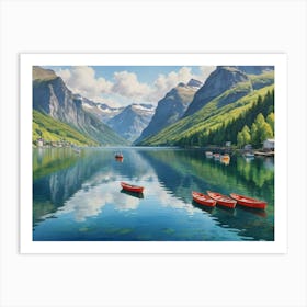 Fjords Of Norway Harmony of Mountains, Water, and Sky Art Print