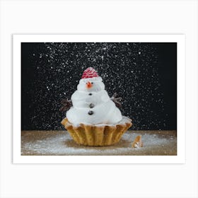 Snowman In A Cupcake Art Print