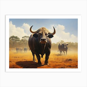 African Buffalo Herd Realism 3 Art Print
