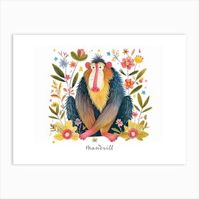 Little Floral Mandrill 4 Poster Art Print