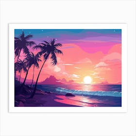 Sunset At The Beach Art Print Art Print