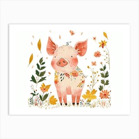 Little Floral Pig 3 Art Print