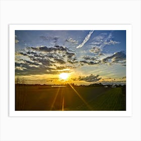 Pomeranian Sunset On The Train From Gdańsk. Art Print