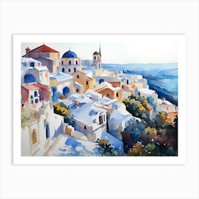 Greece Watercolor Painting Art Print