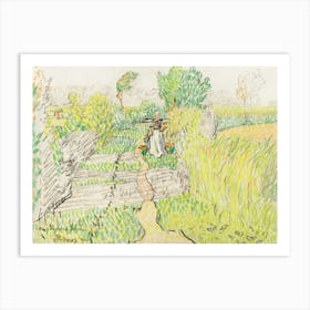 Peasant Woman With Milk Buckets On Her Shoulders, Walking Through A Wheat Field, Jan Toorop Art Print