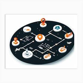 A Detailed Graphic Illustration Of Global Positioning System Icons And Symbols Floating Seamlessly (5) Art Print