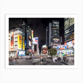 Hustle And Bustle At Shibuya Crossing In Tokyo Art Print