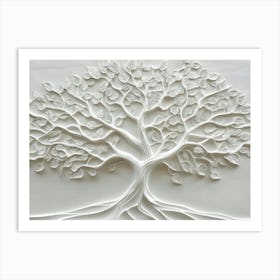 3d Relief White Tree 1 Art Print