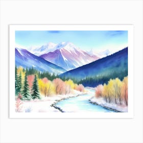 Snowy Mountain Range in Wintertime Art Print