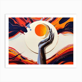 Hand Holding The Sun Art Print