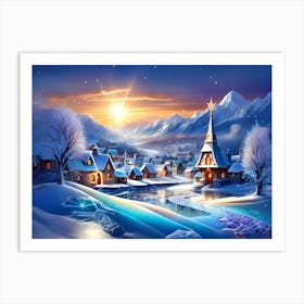 Christmas Winter Village 4 Art Print
