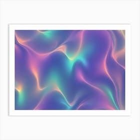 Abstract Background With Flowing, Iridescent Waves In Shades Of Blue, Purple, Pink, And Green, Creating A Mesmerizing, Holographic Effect Art Print