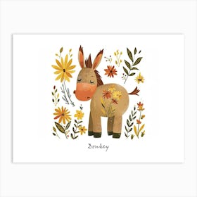 Little Floral Donkey 1 Poster Art Print