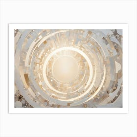 Abstract Background With Concentric Rings And A Bright Light In The Center, Creating A Futuristic And Technological Effect Art Print