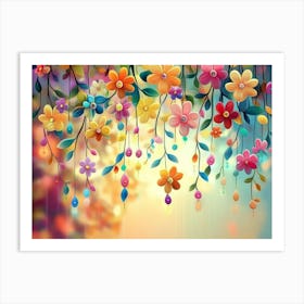 Colorful Flowers Wallpaper 3 Art Print