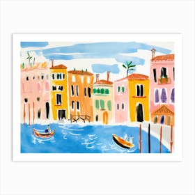 Venice Italy Cute Watercolour Illustration 4 Art Print