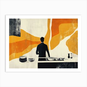 Man In Kitchen Art Print