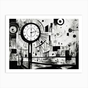 Time Abstract Black And White 8 Art Print