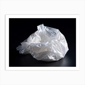 Crumpled Plastic Wrapper Casting Faint Shadows On A Clean Pitch Black Background Macro Perspective Art Print