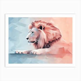 Lion Panthera Animal Abstract In Pastel Colors Art Print