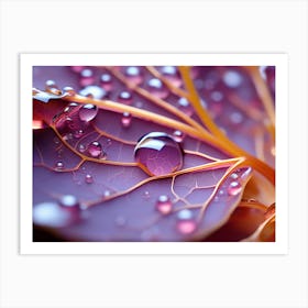 Water Droplets On A Leaf Art Print