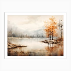 A Painting Of A Lake In Autumn 70 Art Print