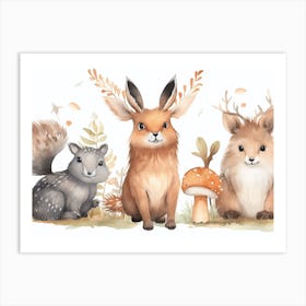 Cute Animals In The Forest Art Print