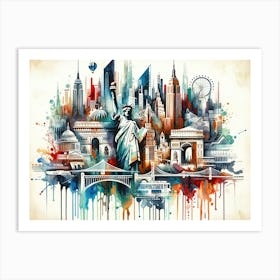 Abstract Watercolor New York Art Print