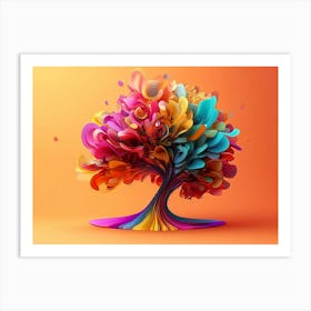 3d Abstraction Artwork, Color Tree On Bright Background 1 Art Print