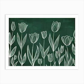 Tulips On A Chalkboard 1 Art Print