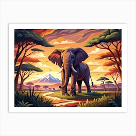 Elephant In The African Savanna Art Print