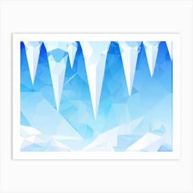 Abstract Polygonal Icicles Pattern Geometric Shapes Resembling Ice Cast In Various Shades Of White (6) Art Print