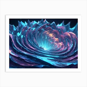 Abstract Image Of A Swirling, Glowing Blue, Pink, And Gold Form, Resembling A Cosmic Nebula Or A Futuristic Portal Art Print