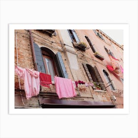 Pink Laundry In Venice, Italy Art Print