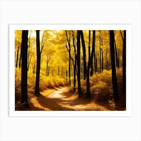 Yellow Path In The Forest 1 Art Print