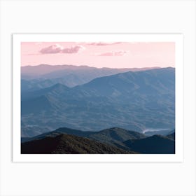 Pastel Smoky Mountain Range At Sunset Art Print