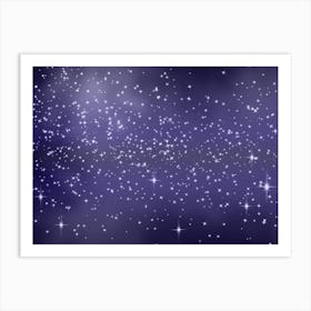 Royal Blue Shade Tone Shining Star Background Art Print