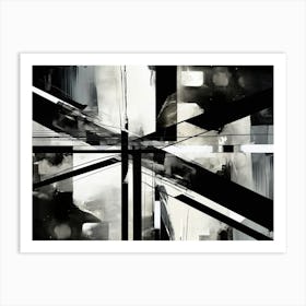 Intersection Abstract Black And White 4 Art Print