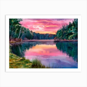 Sunset By The Lake Art Print