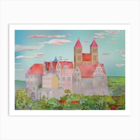 Landscape With Quedlinburg Abbey In Germany Art Print