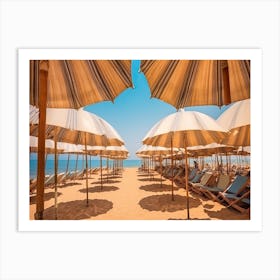 Yellow Umbrellas On The Beach Summer Photography Art Print