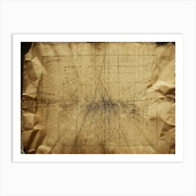 Abstract Pattern Framed Within A Vintage Crumpled Piece Of Paper Texture Of Fibers Pronounced Fad (6) Art Print