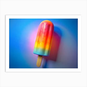 3d Illustration Of A Rainbow Popsicle On A Blue Background 1 Art Print