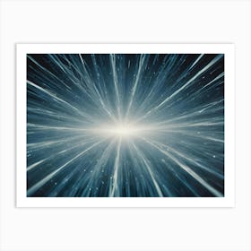 Abstract Background With A Bright Light Shining Out From The Center, Surrounded By Radiating Blue Lines Art Print