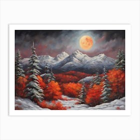 Full Moon In The Mountains Art Print