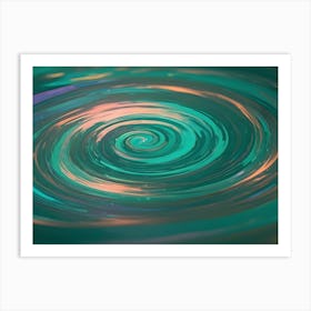 Abstract Image Of A Swirling Pattern In Shades Of Green, Blue, And Orange Art Print