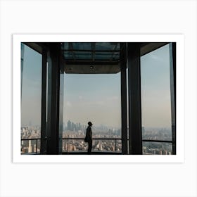 Man Looking Out Of A Window Art Print