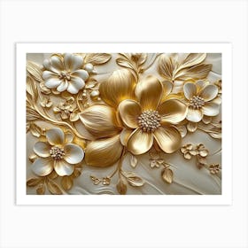 Gold Flowers 29 Art Print